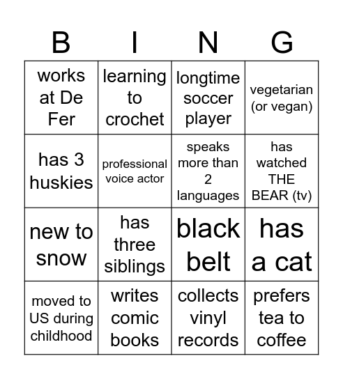 Untitled Bingo Card