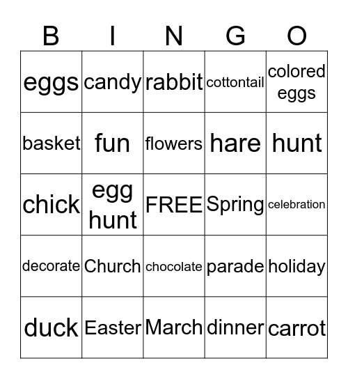 HAPPY EASTER Bingo Card