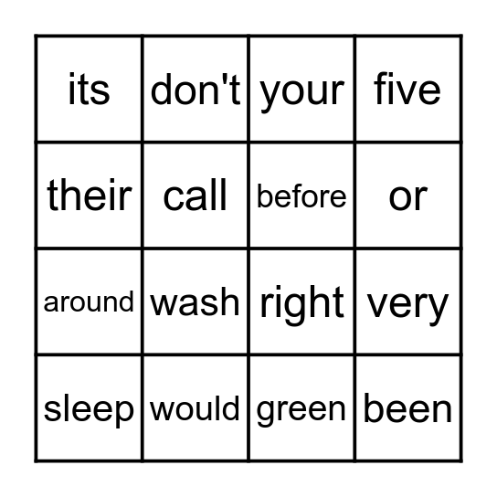 Sight Word Bingo - 2nd Bingo Card