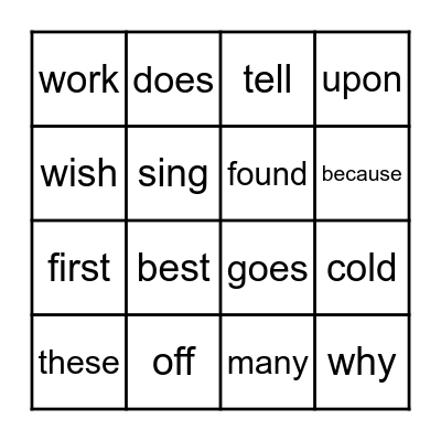Sight Word Bingo - 2nd Bingo Card