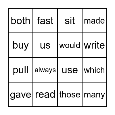 Sight Word Bingo - 2nd Bingo Card