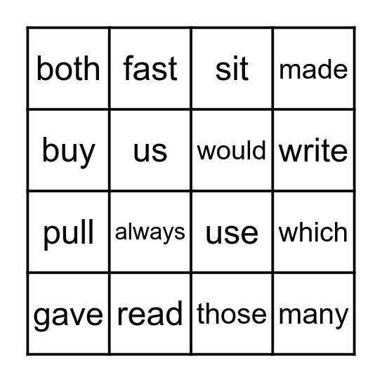 Sight Word Bingo - 2nd Bingo Card