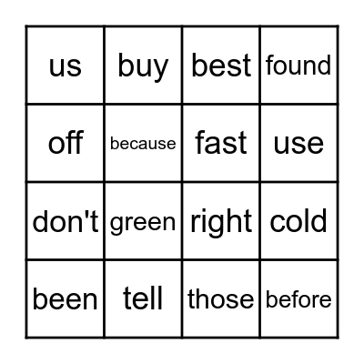 Sight Word Bingo - 2nd Bingo Card