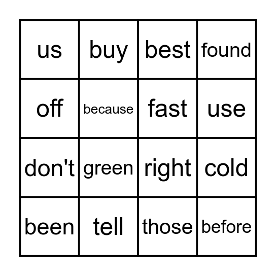 Sight Word Bingo - 2nd Bingo Card