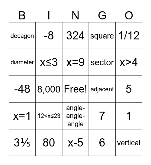 Semester Exam BINGO Card