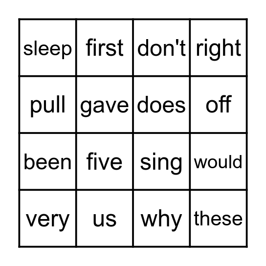 Sight Word Bingo - 2nd Bingo Card
