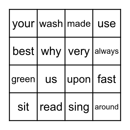 Sight Word Bingo - 2nd Bingo Card