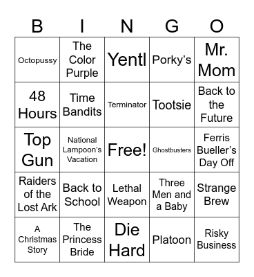 Movie Bingo Card