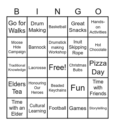 Social Group Bingo Card