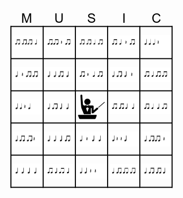 Music Class Bingo (Level 2- Rhythm) Bingo Card