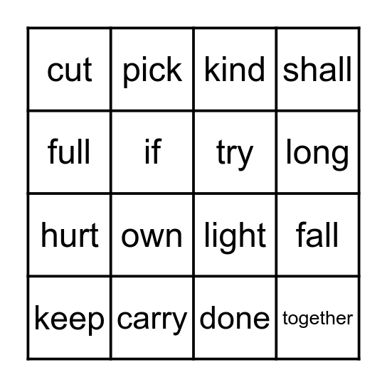 Sight Word Bingo - 3rd Bingo Card