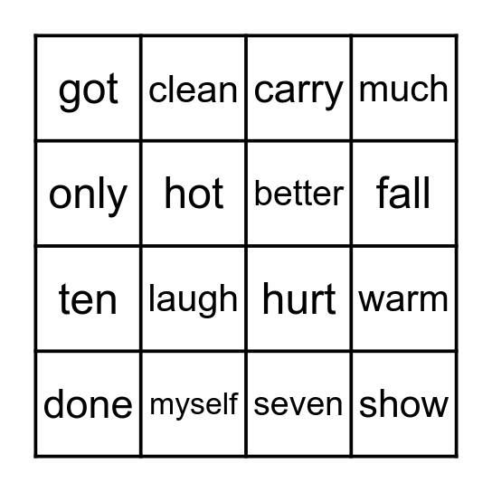 Sight Word Bingo - 3rd Bingo Card