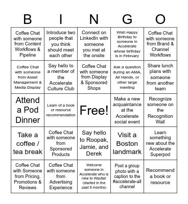 Accelerate Bingo! Bingo Card
