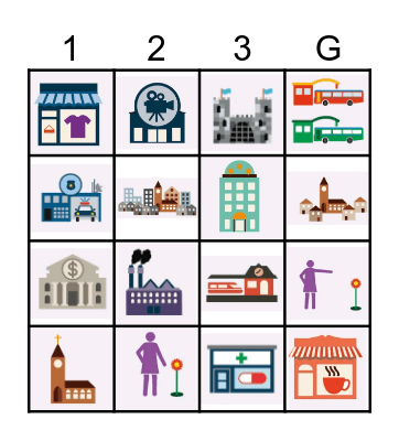 places in town Bingo Card
