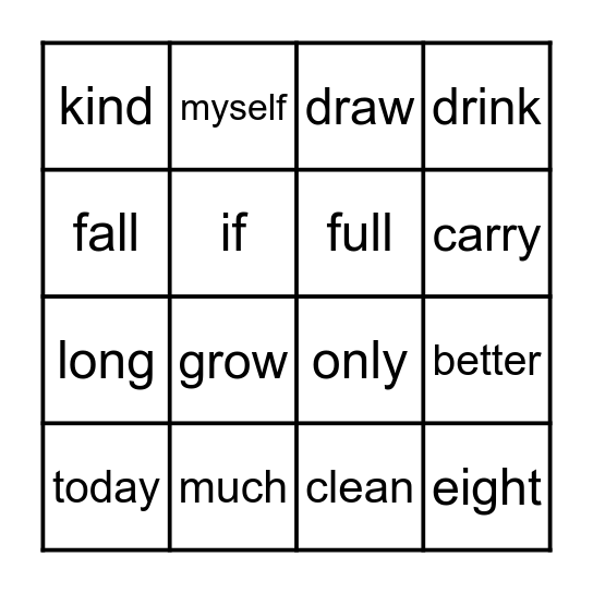 Sight Word Bingo - 3rd Bingo Card