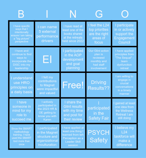 Harbor PCS Leader Bingo Card