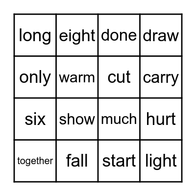 Sight Word Bingo - 3rd Bingo Card