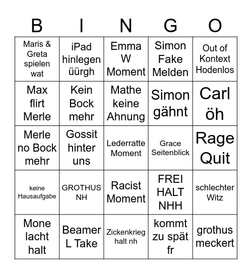 Mathe Bingo Hendrik weird Bingo Card