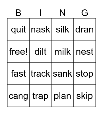 Blends Bingo Card