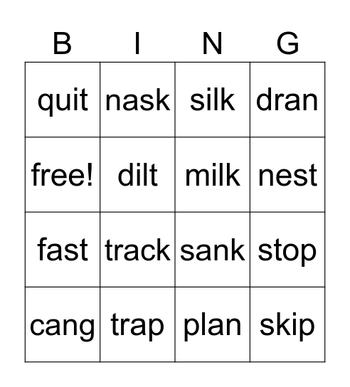 Blends Bingo Card