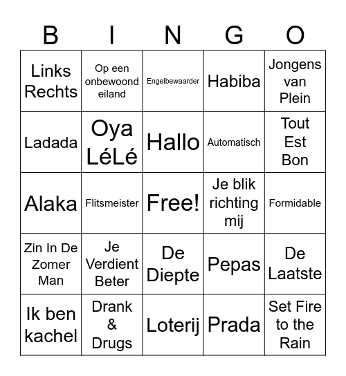 MUZIEK BINGO Card