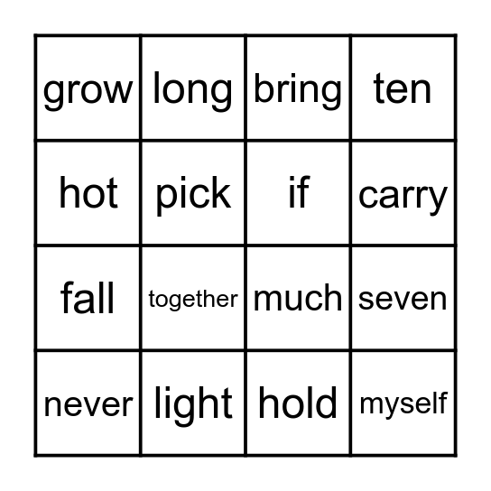 Sight Word Bingo - 3rd Bingo Card