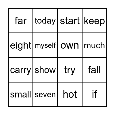 Sight Word Bingo - 3rd Bingo Card