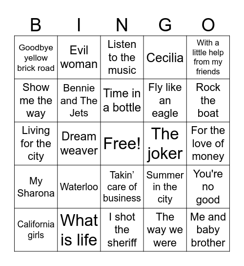Game 1-5/7/25 Bingo Card