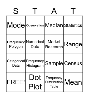 Statistics Bingo Card