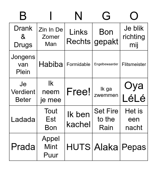 MUZIEK BINGO Card