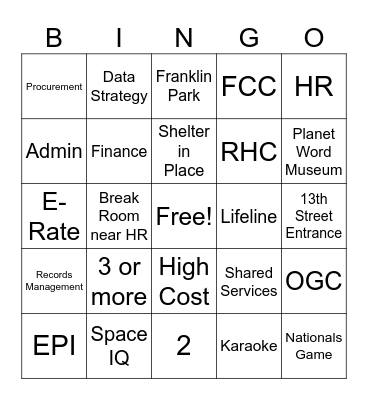 OCAO Bingo Card