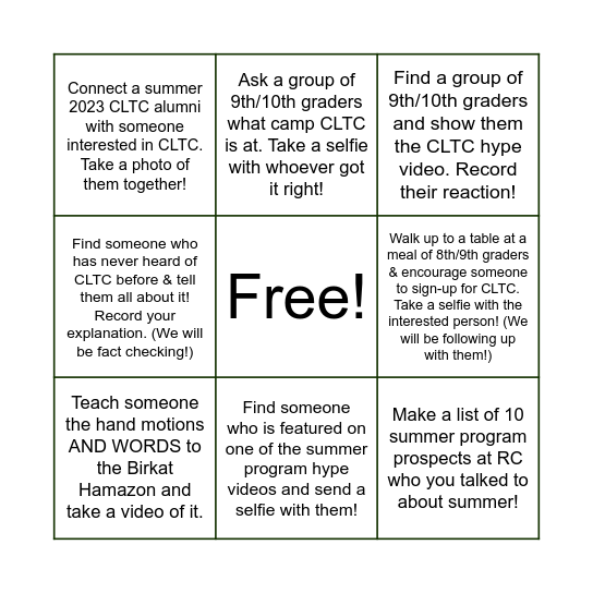 The [Summer] of Our Lives Bingo Card