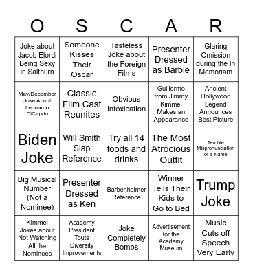 96th Academy Awards Bingo Card