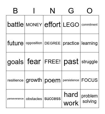 Resilience BINGO Card