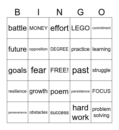 Resilience BINGO Card