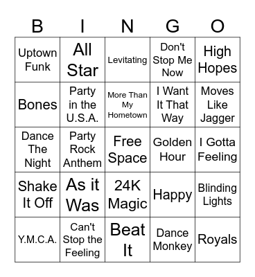 What's That Song???? Bingo Card