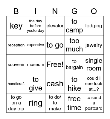 Avancemos Unidad 1.2 Bingo Card