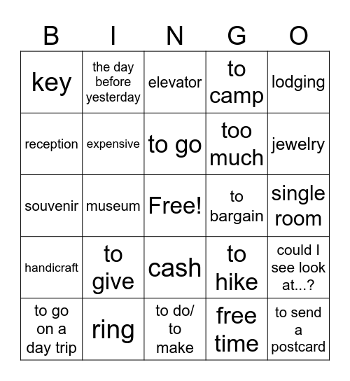 Avancemos Unidad 1.2 Bingo Card