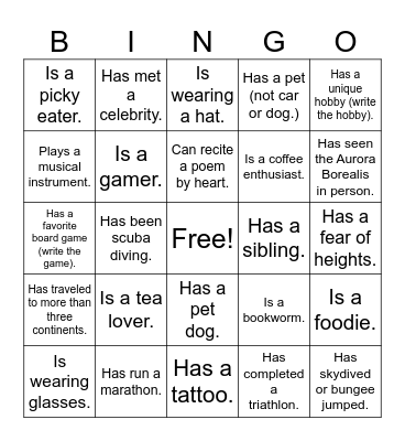 Find someone who... Bingo Card