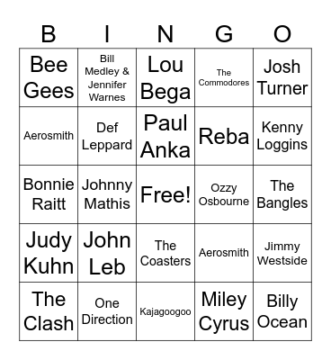 Artist Bingo Card