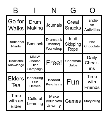 Social Group Bingo (GG) Bingo Card