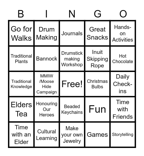 Social Group Bingo (GG) Bingo Card