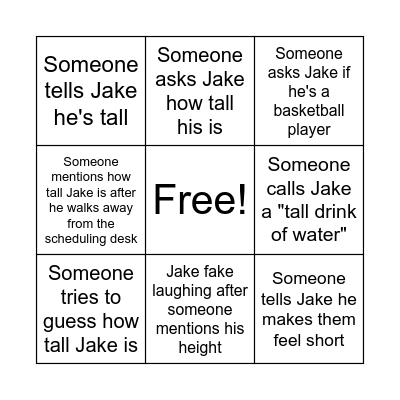 Jake BINGO Card