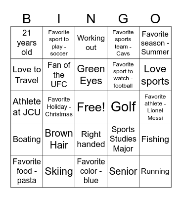 Aidan's Bingo Card Bingo Card