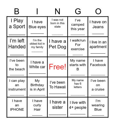 Find Someone Who? Bingo Card