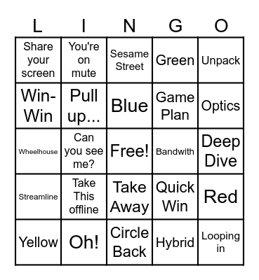Professional B Bingo Card