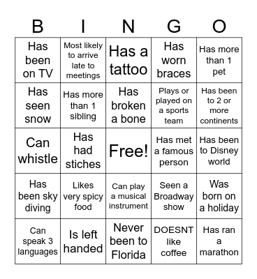 FIND SOMEONE WHO... Bingo Card