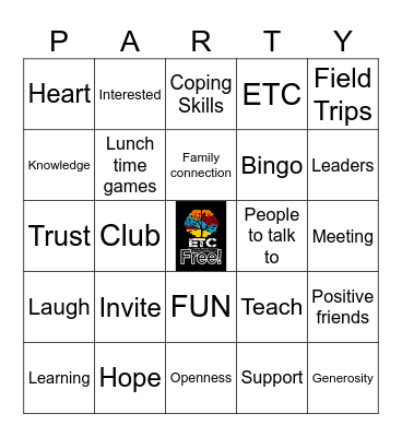 Empowering Teens Club Bingo Card