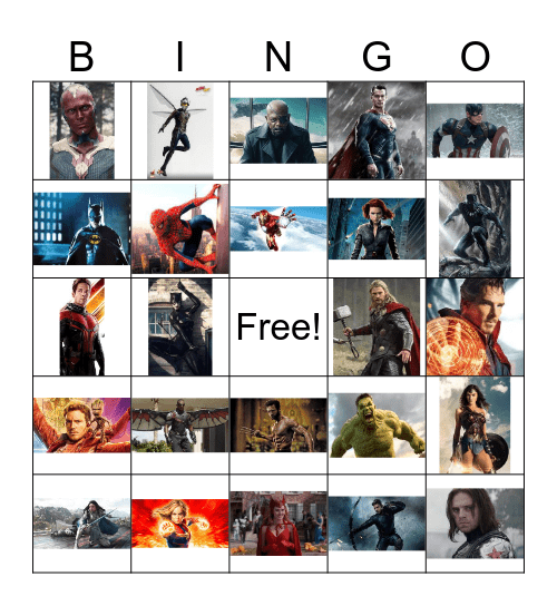 Superheroes Bingo Card