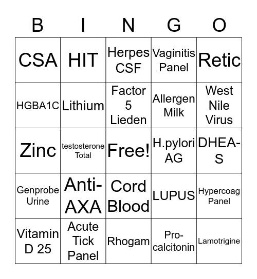 Lab Week 2016 Bingo Card